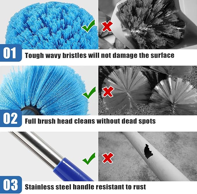 Cobweb Duster with Extension Pole, 10 FT Stiff Bristles Duster Head with - Image 3