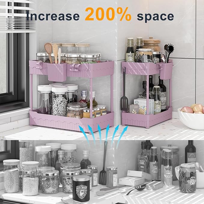 2 Pack Under Sink Organizer, Under Bathroom Cabinet Organizer - Image 2