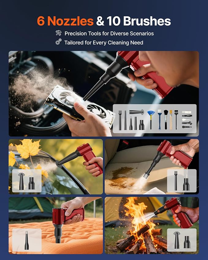 Compressed Air Duster, 000RPM Ultra-Powerful Cordless Electric Air Duster - Image 7