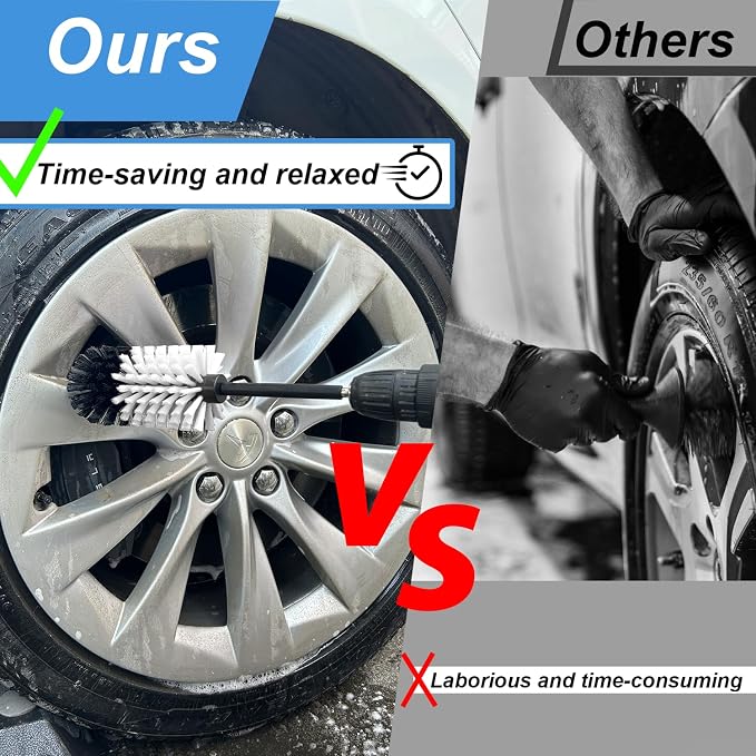 Wheel Brush Kit, Soft Drill Wheel Cleaner Brush, No Scratches Highly Dense Car - Image 2