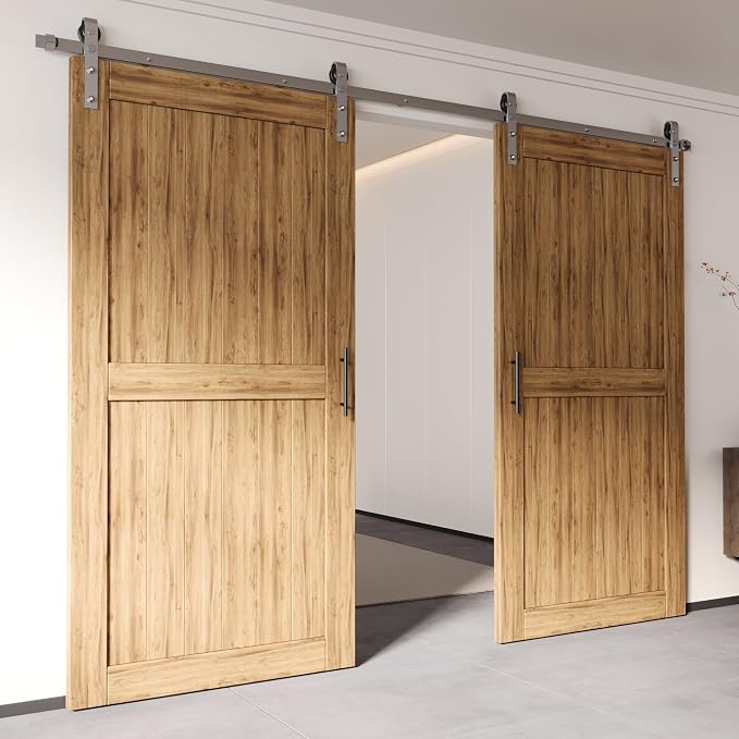 Homacer Brushed Nickel Non-Bypass Sliding Barn Door Hardware Kit, by HOMACER