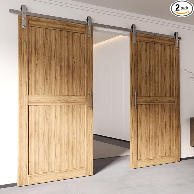 Homacer Brushed Nickel Non-Bypass Sliding Barn Door Hardware Kit, by HOMACER