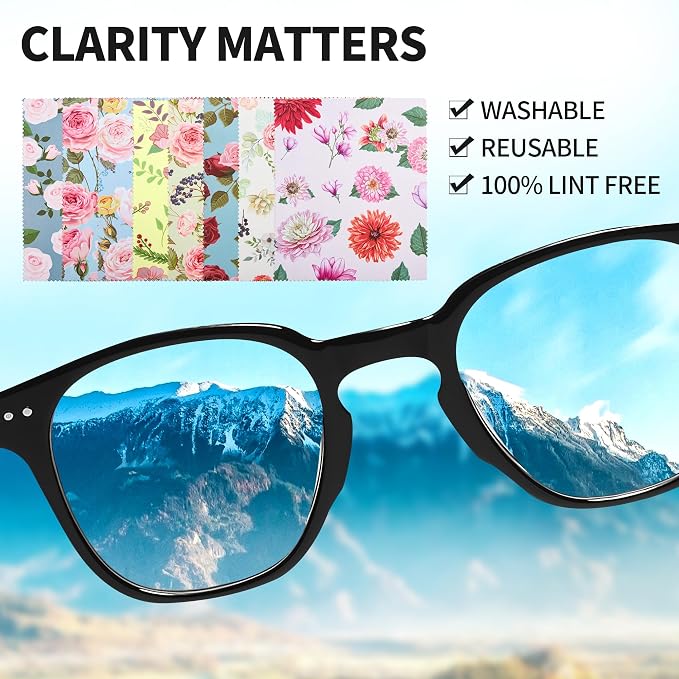 8 Pack Microfiber Cleaning Cloths Multicolor Flower Glasses Cleaning Cloth - Image 5