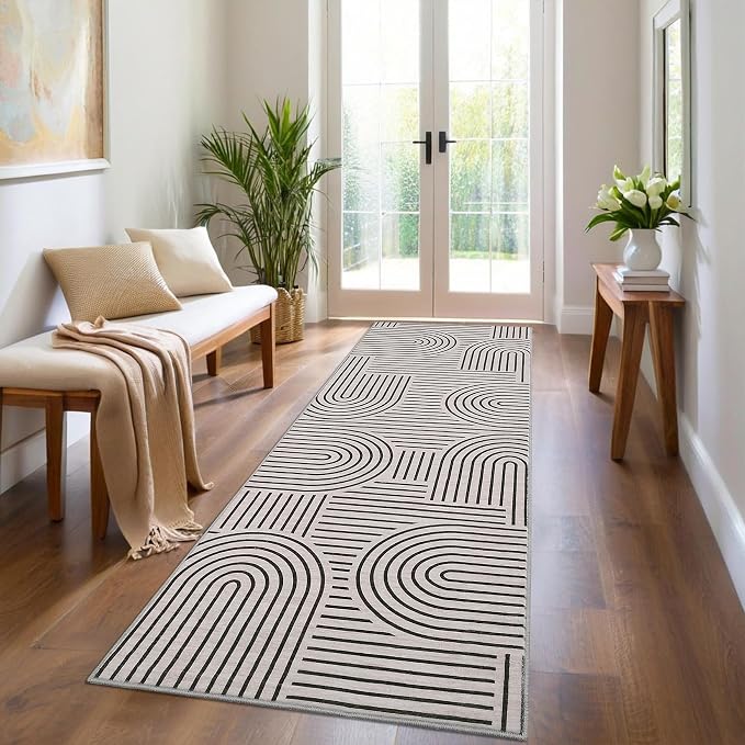 Modern Rug 2.5x8 Runners for Hallways, Abstract Kitchen Runner Rugs Non Slip - Image 2