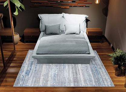 Bloom Rugs Washable Non-Slip 10x14 Rug - Gray/Blue/Blush Modern Abstract Area Rug for Living Room, Bedroom, Dining Room, and Kitchen - Exact Size: 10' x 14'