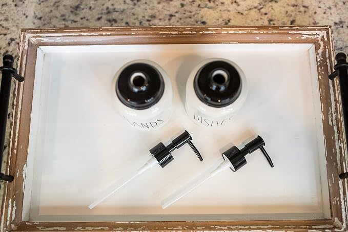 Modern Farmhouse Ceramic Dishes and Hands Soap Dispenser Set - Image 9