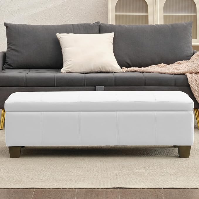 51 Inch Faux Leather Ottoman - Image 2