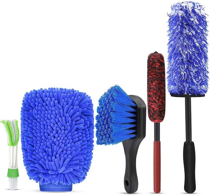 Car Wheel Brush Set, 5 Pack Soft Microfiber & Scratch-Free Deep Wheel Tire by Unknown