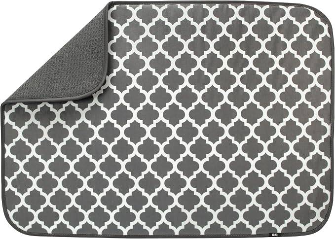 S&T INC. Dish Drying Mat XL, 18” x 24”, Absorbent Microfiber Kitchen Counter Mat by STINC