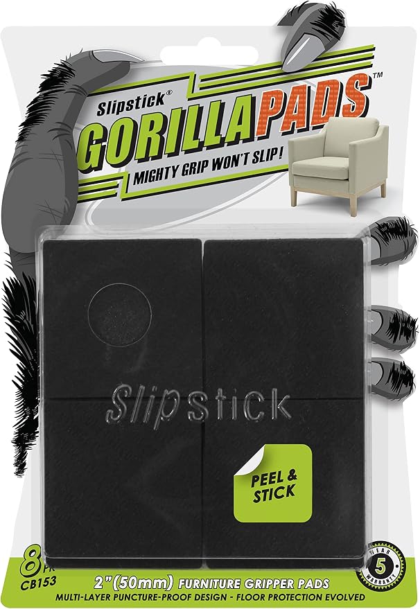 Slipstick GorillaPads Non Slip Furniture Pads/Gripper Feet Floor Protectors by Slipstick