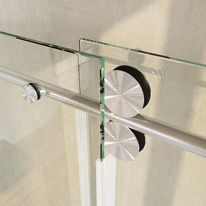 Frameless Single Shower Door, 3/8" Clear Tempered Glass, Waterproof Bathroom - Image 2