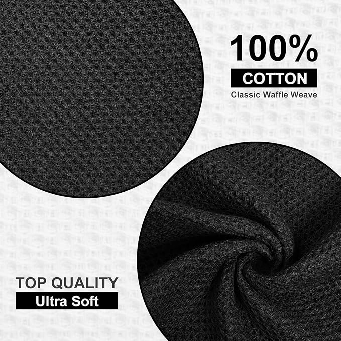Kitinjoy 100% Cotton Kitchen Dish Cloths, 12 Pack Waffle Weave Ultra Soft - Image 2