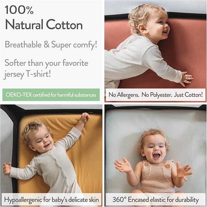 Bedside Sleeper Bassinet Sheets for 32 x 19 Inch Mattress Pad – Compatible with Ronbei, Pamobabe, Nordmiex Bassinet – 100% Jersey Cotton – Light + Dark Grey – 2 Pack