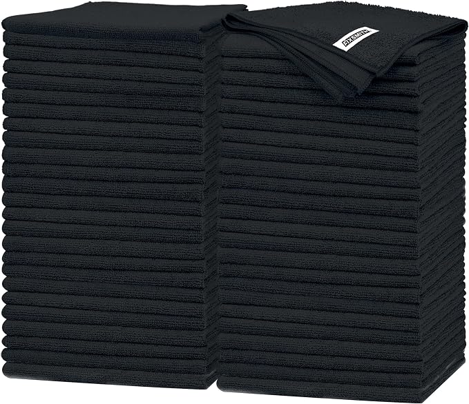 FIXSMITH Black Microfiber Cleaning Cloth -Pack of 50, Highly Absorbent Cleaning by FIXSMITH