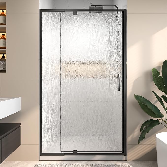 38-42" W x 71" H Pivot Glass Shower Door, 1/4" Thick SGCC Tempered Rain Glass - Image 3