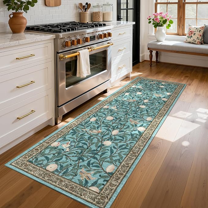 GarveeHome 2x6 Runners for Hallways Non Slip, Boho Leaf Kitchen Runner Rug by GarveeHome