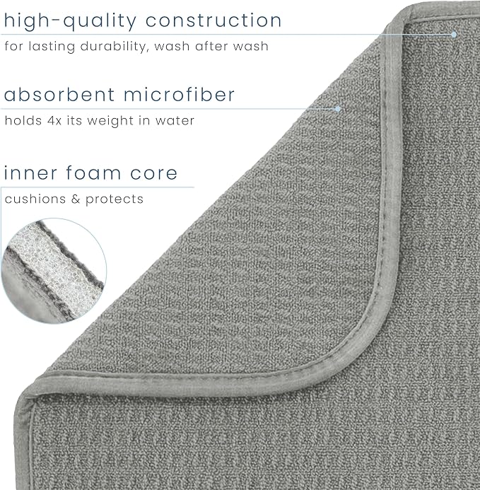 S&T INC. Dish Drying Mat, 16” x 18”, Absorbent Microfiber Kitchen Counter Mat - Image 3