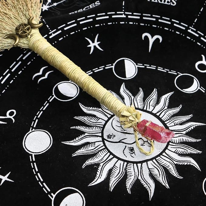 Witch Altar Mini Broom with Crystal and Triple Moon Decor - Image 5