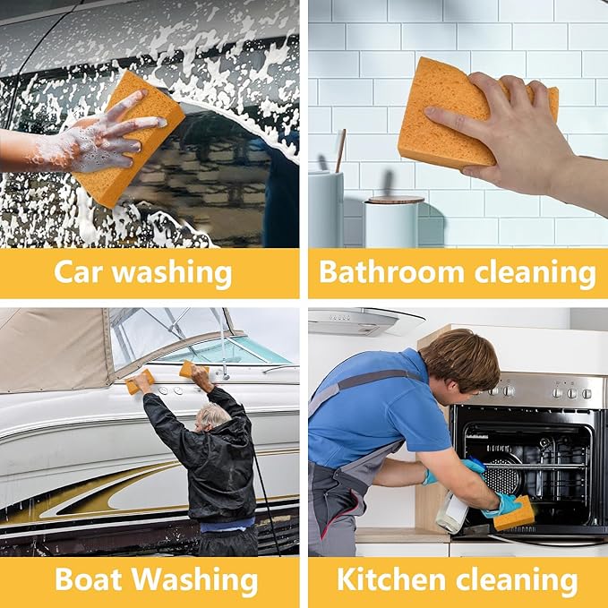 Car Wash Sponges, 3 Pack Extra Thick Large Cleaning Sponge Multi-Purpose - Image 6