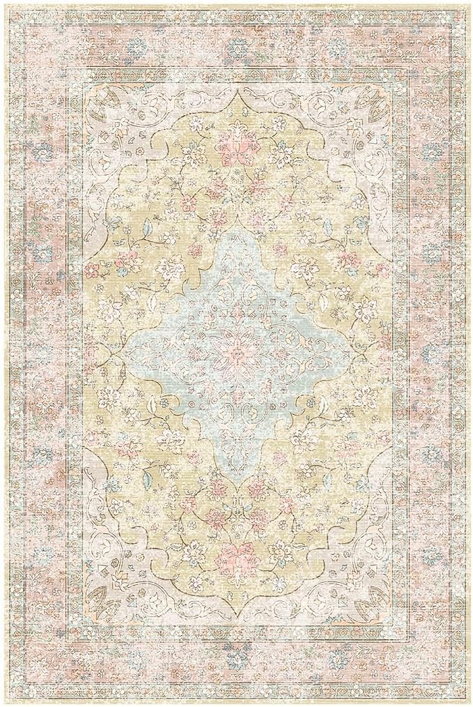 Area Rugs 5x7, Washable Orange Rugs - Image 5