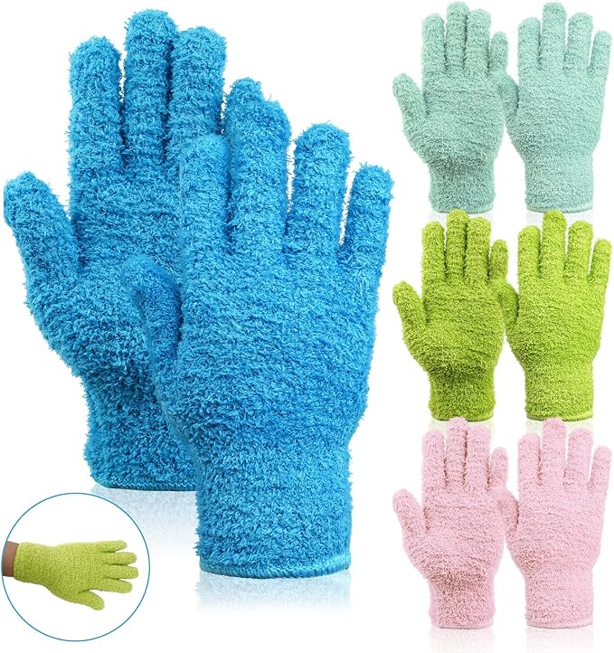 Microfiber Gloves for Plants, 4Pairs Reusable Plant Gloves Dusting Washable by Unknown