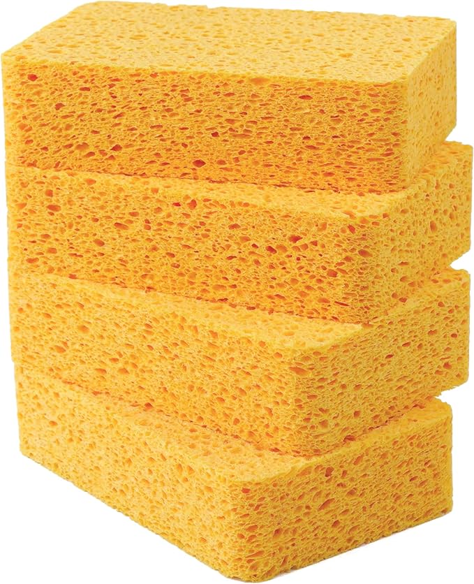 Kitchen Sponges – 4 Pack Large Cellulose Dish Washing Sponges, Natural Wood Pulp by NBStarTech