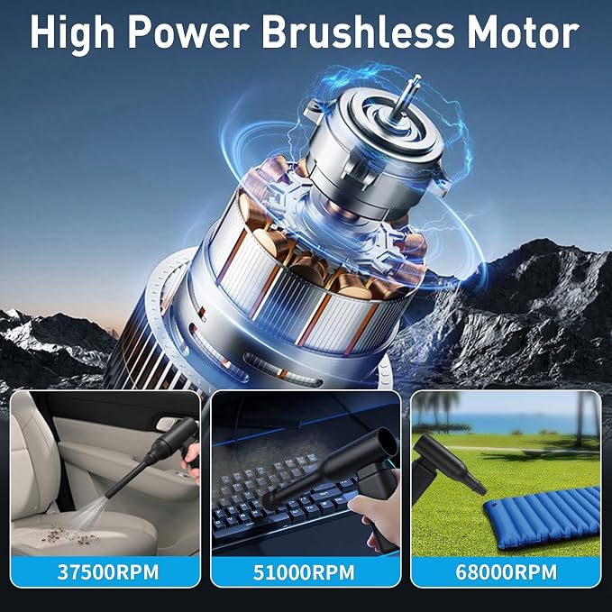 Compressed Air Duster, 3-Gear to 67000RPM Portable USB Rechargeable Brushless - Image 3