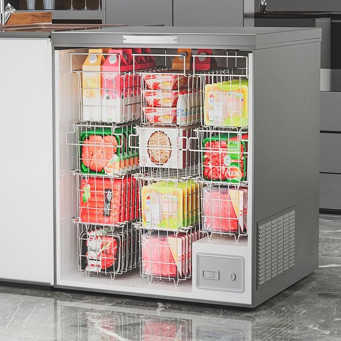 4-Pack Stackable & 1-Pack Hanging Chest Freezer Organizer Bins - Image 6