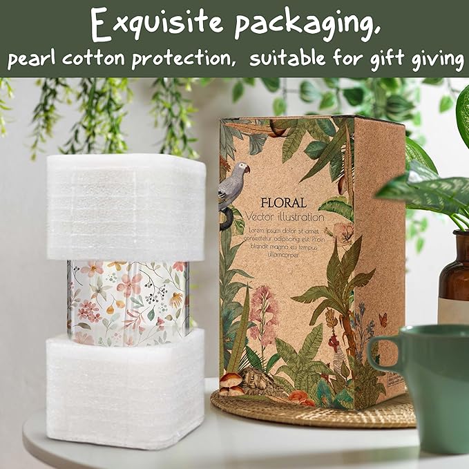 Floral Iced Glass Cups with Bamboo Lids and Straws 16oz Wildflower Coffee Cup - Image 4