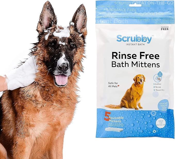 No Rinse Wipes | Rinse Free Shampoo Mittens | Dogs & Cats | Bath Wipes | - Image 9