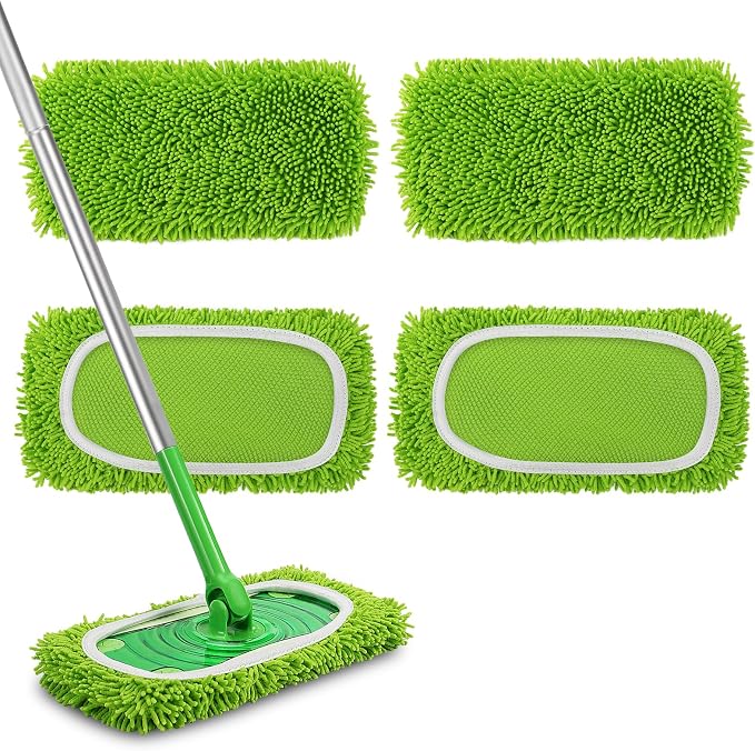 Set of 4 Reusable Microfiber Mop Pads Compatible by MEETI