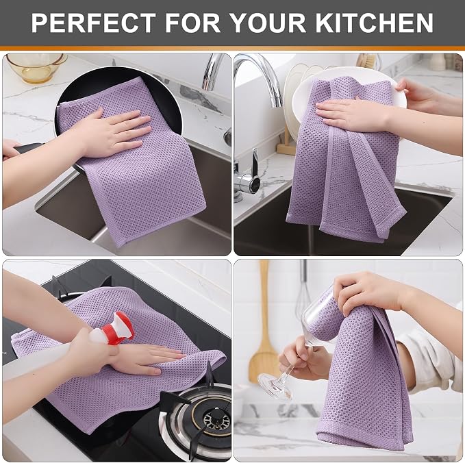 Kitinjoy 100% Cotton Waffle Weave Kitchen Hand Towels - Image 4