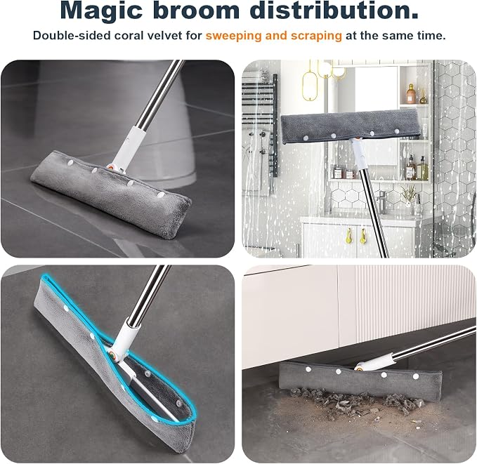 Rubber Squeegee Broom for Floor, Upgrade 62" Long Handle Window Squeegee - Image 6