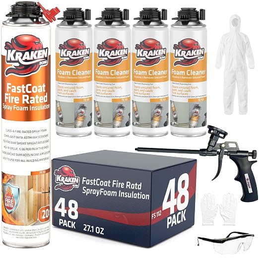 Kraken Bond Fastcoat Fire Rated Spray Foam Insulation Closed Cell Expanding Foam by KRAKENBOND