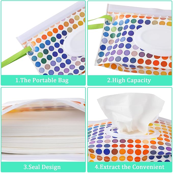 FEBSNOW 4 Pack Baby Wipe Dispenser, Portable Wet Wipe Holder Container - Image 3