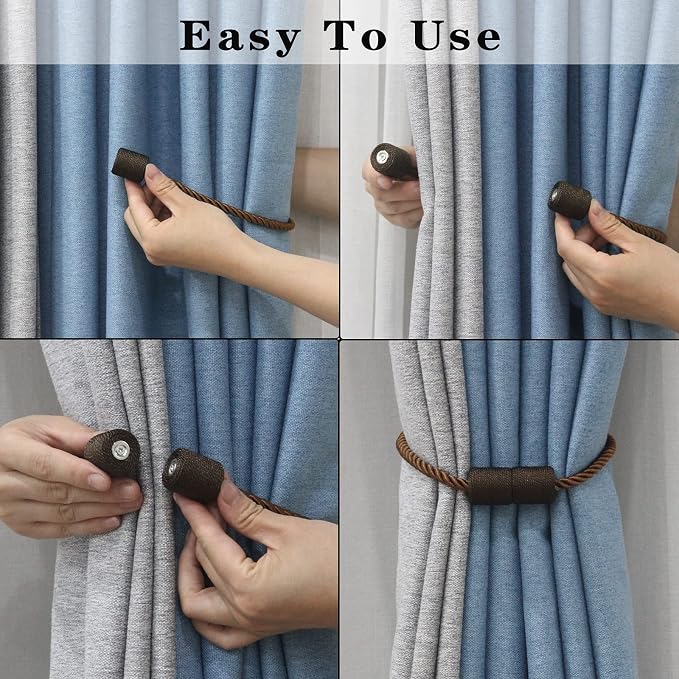 6 Pack Coffee Strong Magnetic Curtain Tiebacks Outdoor Elegant Decorative Tie - Image 4