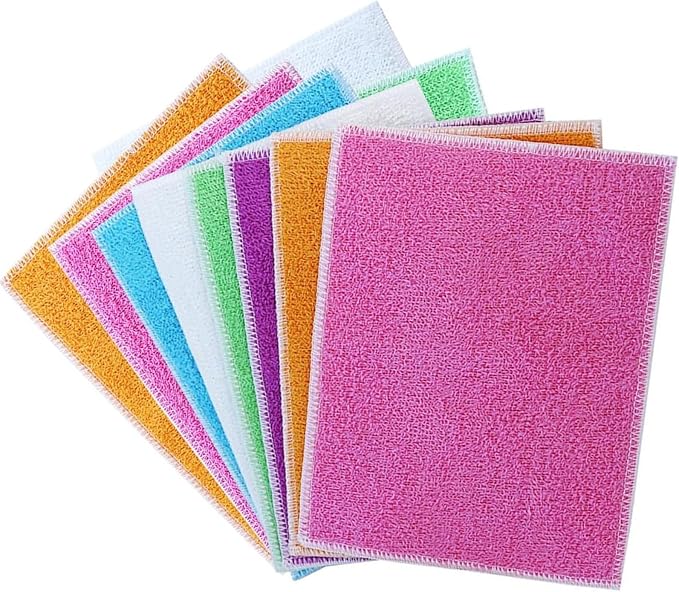 Natural Bamboo Fiber Small Dishcloths 6-Pack Reuseable Cleaning Cloths Quick - Image 6