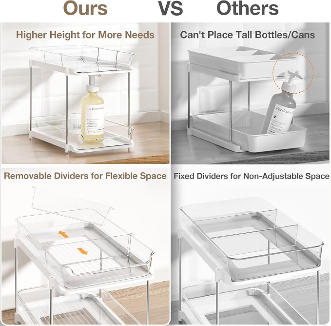 Delamu 2-Tier Multi-Purpose Bathroom Under Sink Organizers and Storage - Image 4