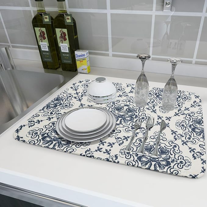 Bohemian Grey Retro Dish Drying Mat - Image 6