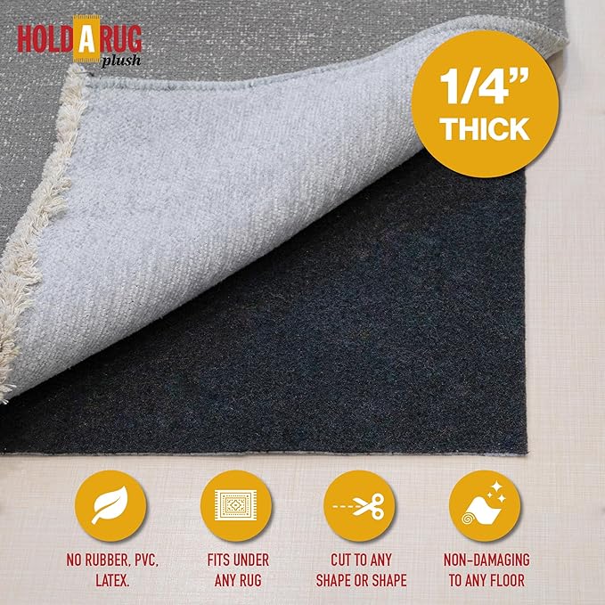 Hold-a-Rug Plush 8' Round Nonskid, Nonslip Rug Pad, Reversible Gripper - Image 2