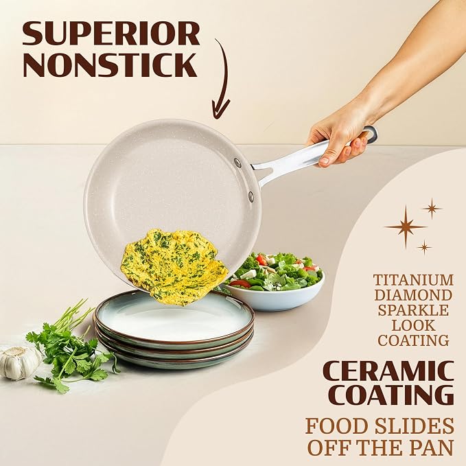 Granitestone Ceraluxe 20 Pc Ceramic Cookware Set Nonstick, Complete Pots and - Image 5