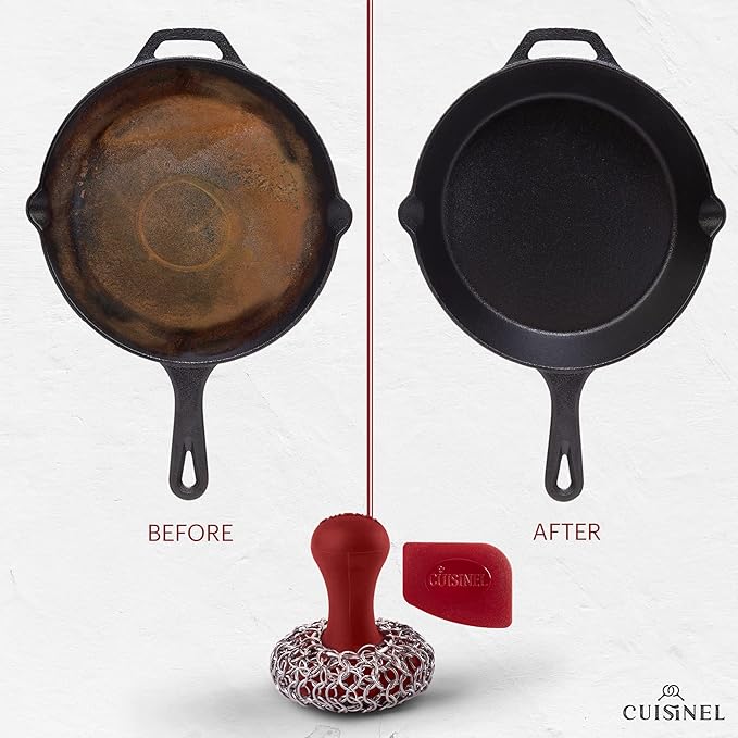Cuisinel Cast Iron Chainmail Scrubber + Pan Scraper - Image 2