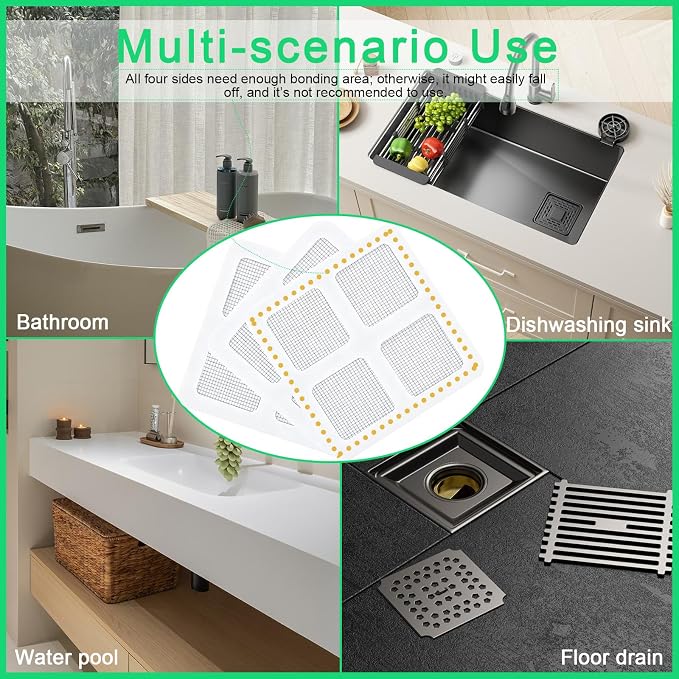 60 Pack Disposable Shower Drain Hair Catcher Mesh Stickers, Square 3.93 Inches - Image 3