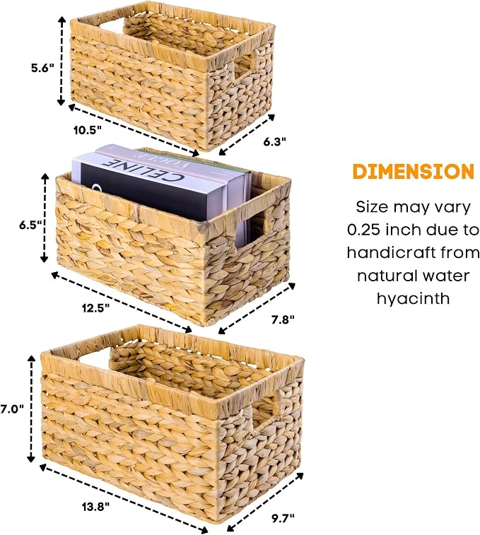 Set of 6 Wicker Storage Basket, Water Hyacinth Storage Baskets, Wicker Storage - Image 2