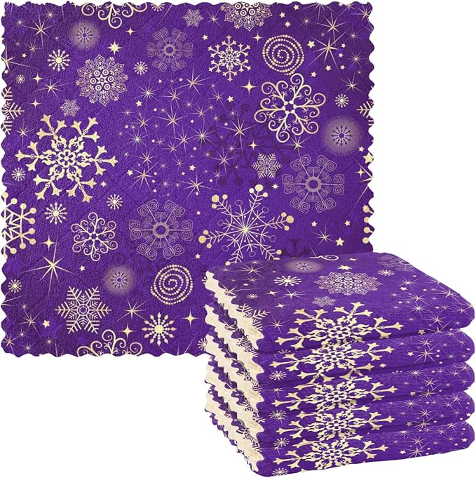 Dish Towels Kitchen Cleaning Cloths Winter Violet Purple by ALAZA