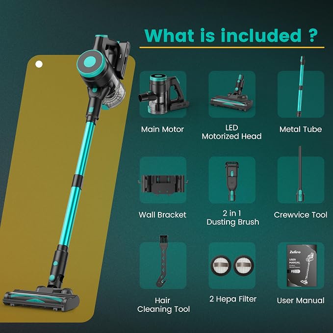Zefiro Cordless Vacuum Cleaner, 45Mins Runtime Vacuum Cleaners - Image 9