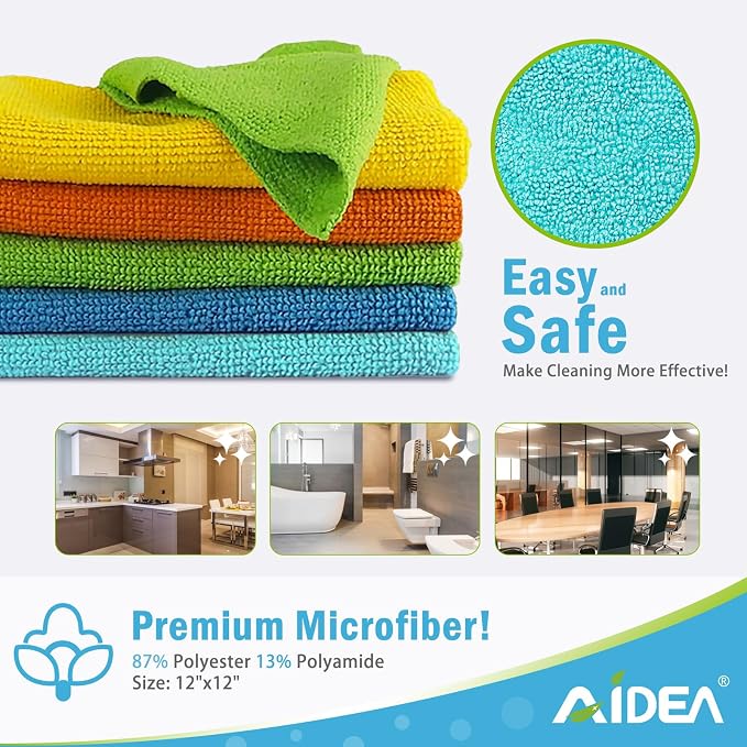 AIDEA Microfiber Cleaning Cloth, Soft Absorbent Rags, Microfiber Towels - Image 6
