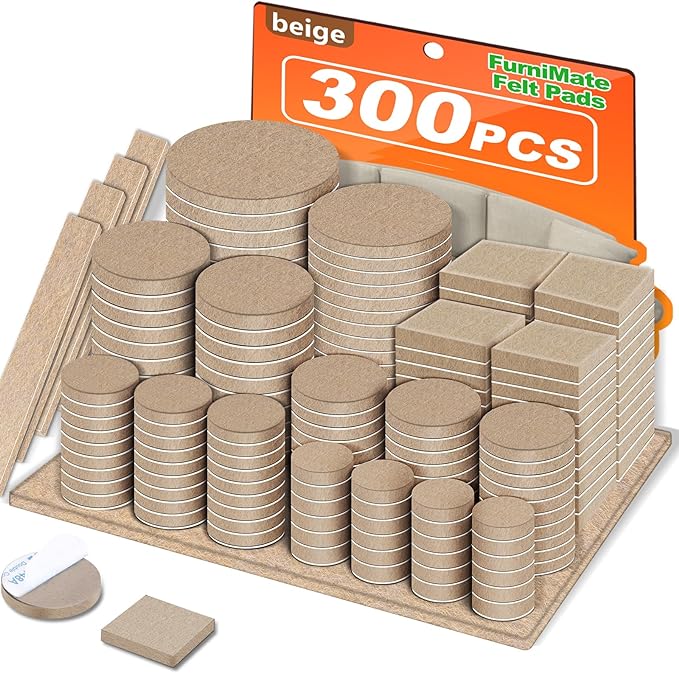 Felt Furniture Pads 300 Pieces, Furniture Pads by FurniMate