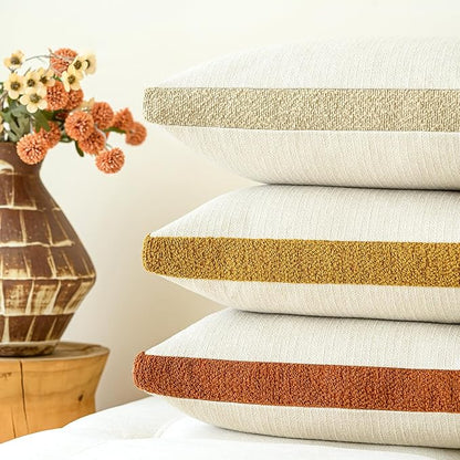 a moment Loop Yarn Linen-Like Pillow Cover Natural Soft Decorative Throw Pillow Case Farmhouse 12x20 Inch, Bohemian Textured Cushion Cover for Sofa Bed, Wrinkle-Resistant Home Decor Orange