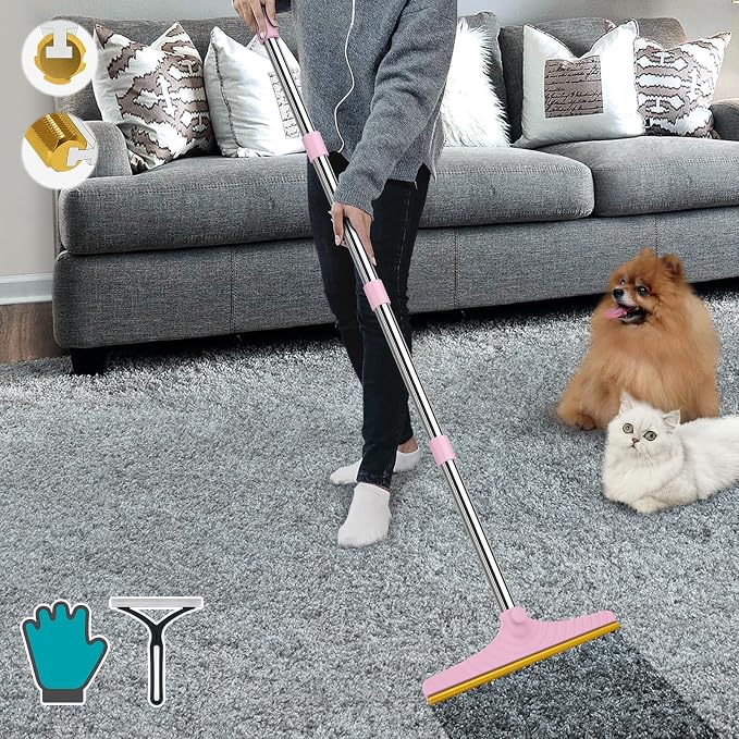 B-Land Carpet Rake for Pet Hair Removal, Reusable Pet Hair Remover by B-Land